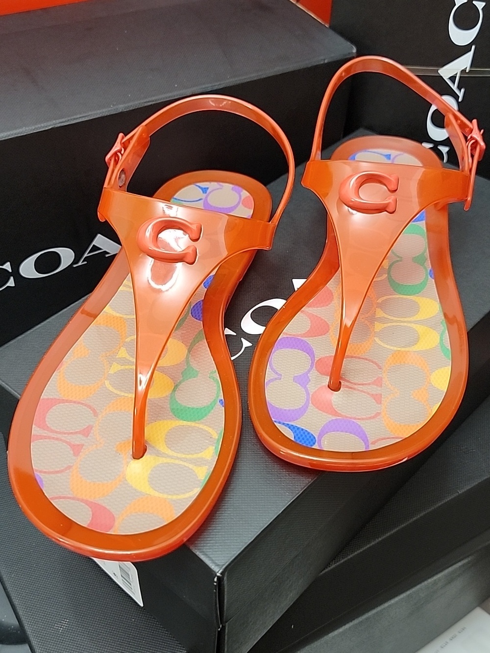 Coach Natalee Jelly Sandal - Red Orange No. C3067